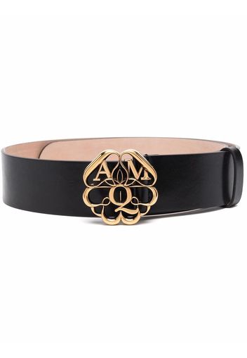 Alexander McQueen Seal Logo leather belt - Schwarz