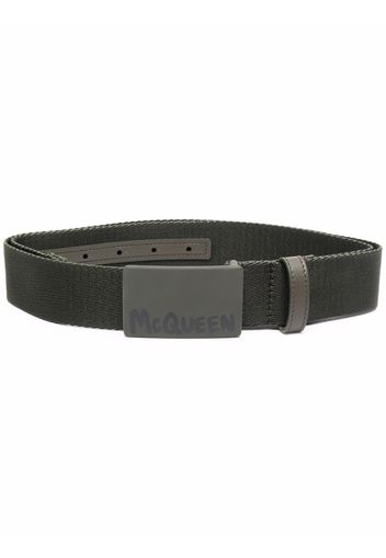 Alexander McQueen logo-print leather belt - Grün