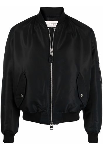 Alexander McQueen rear logo-print bomber jacket - Schwarz