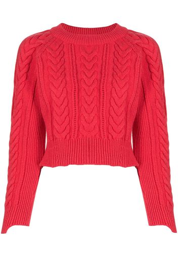 Alexander McQueen Schmaler Pullover mit Zopfmuster - Rot