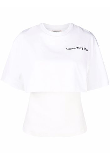 Alexander McQueen logo-embroidered layered T-shirt - Weiß