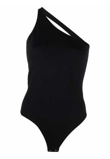 Alexander McQueen open-back asymmetric bodysuit - Schwarz