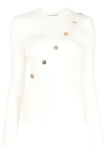 Alexander McQueen ribbed-knit button-detail top - Weiß