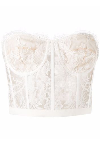 Alexander McQueen floral-lace bustier top - Weiß