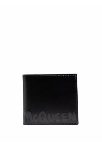 Alexander McQueen graffiti-logo leather wallet - Schwarz