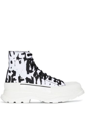 Alexander McQueen Graffiti Tread canvas boots - Weiß