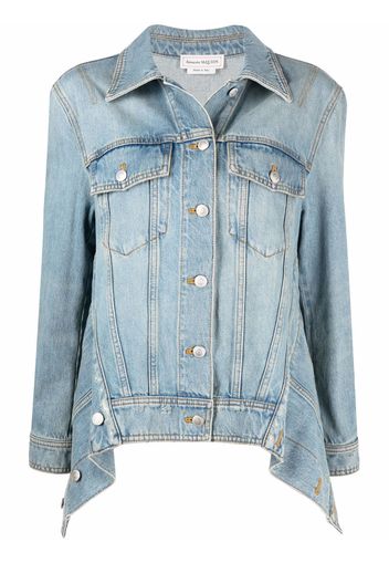 Alexander McQueen Jeansjacke mit Print - Blau