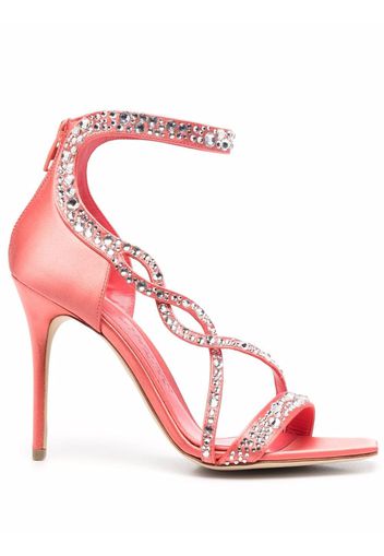 Alexander McQueen crystal-embellished wrap sandals - Rosa