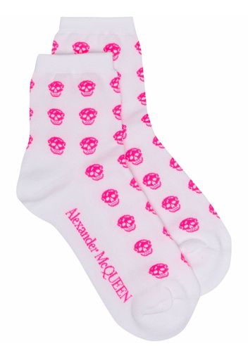 Alexander McQueen skull logo intarsia socks - Weiß