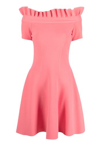 Alexander McQueen ruffle knit flared dress - Rosa