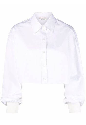Alexander McQueen cropped balloon-sleeve shirt - Weiß