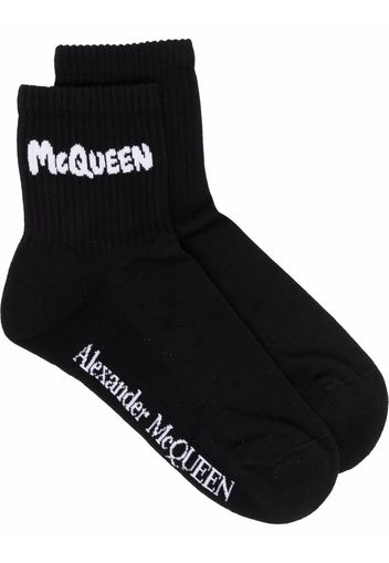 Alexander McQueen intarsia-knit ankle socks - Schwarz