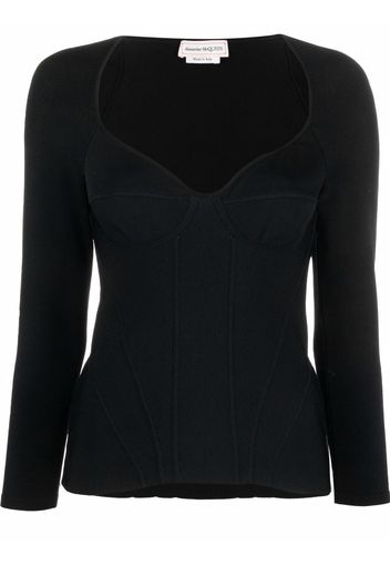 Alexander McQueen inserted-bra detail top - Schwarz