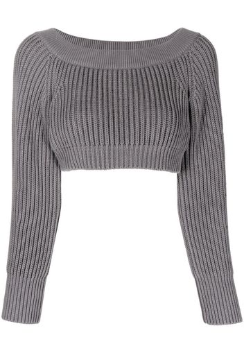 Alexander McQueen ribbed-knit cropped sweatshirt - Grau