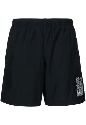 Alexander McQueen Badeshorts mit Logo-Stickerei - Schwarz