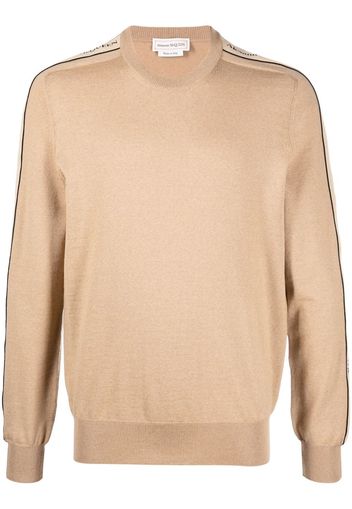 Alexander McQueen logo-tape knitted jumper - Nude