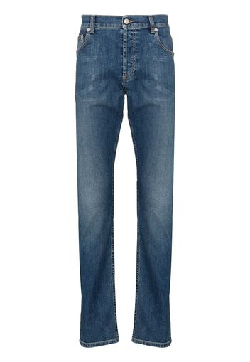 Alexander McQueen embroidered-logo straight-leg jeans - Blau