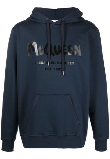 Alexander McQueen logo-print hooded sweatshirt - Blau