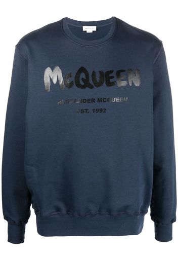 Alexander McQueen Sweatshirt mit Graffiti-Print - Blau