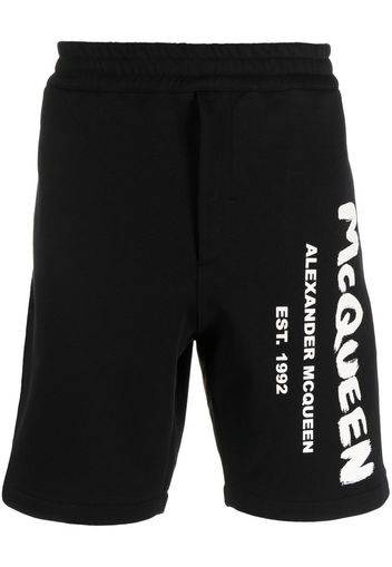 Alexander McQueen Shorts mit Logo-Print - Schwarz