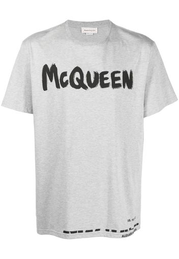 Alexander McQueen T-Shirt mit Logo-Print - Grau