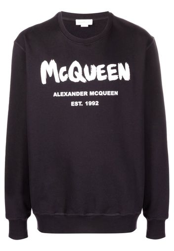 Alexander McQueen Sweatshirt mit Graffiti-Print - Schwarz