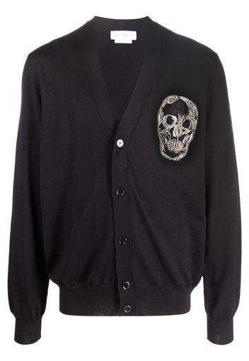 Alexander McQueen embellished skull-patch buttoned cardigan - Schwarz