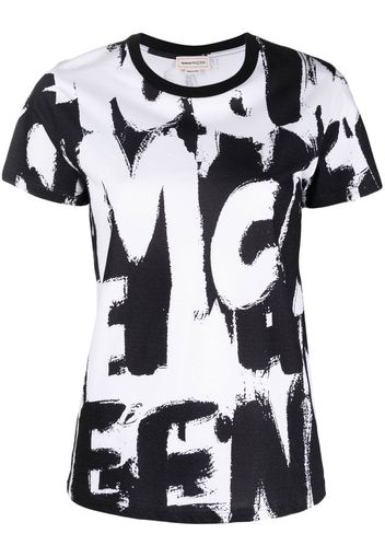 Alexander McQueen graffiti-print cotton T-shirt - Schwarz