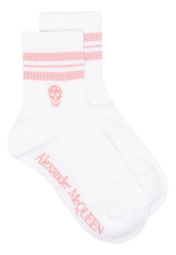 Alexander McQueen skull stripe ankle socks - Weiß