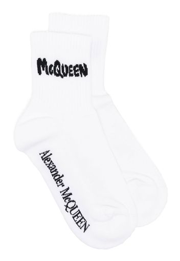 Alexander McQueen logo-intarsia socks - Weiß