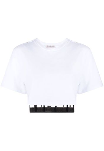 Alexander McQueen cropped cut-out T-shirt - Weiß