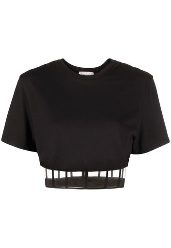 Alexander McQueen cropped cut-out T-shirt - Schwarz