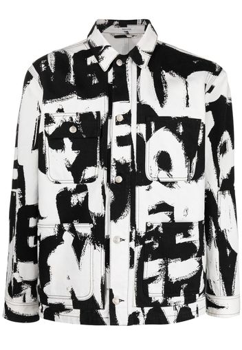 Alexander McQueen Jeansjacke mit Text-Print - Schwarz