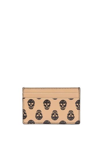 Alexander McQueen skull-print leather cardholder - Braun