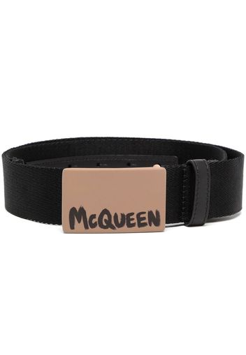 Alexander McQueen Gürtel mit Logo-Print - Schwarz