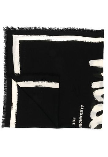 Alexander McQueen logo print wool scarf - Schwarz