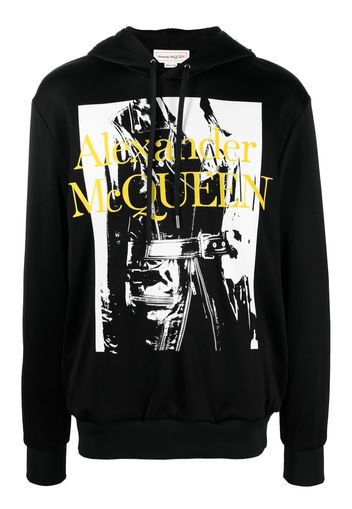 Alexander McQueen logo-print long-sleeved hoodie - Schwarz