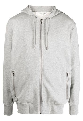 Alexander McQueen logo-tape zip-up hoodie - Grau