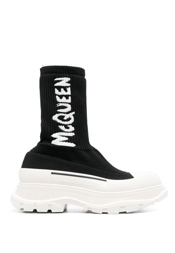 Alexander McQueen logo-print chunky sock sneakers - Schwarz