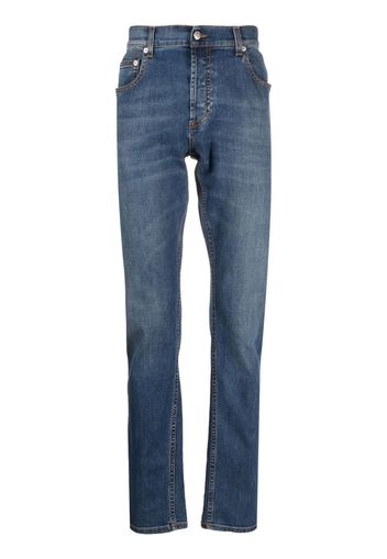 Alexander McQueen embroidered-logo slim-fit jeans - Blau