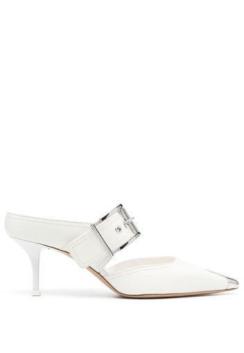 Alexander McQueen pointed-toe buckled mules - Weiß