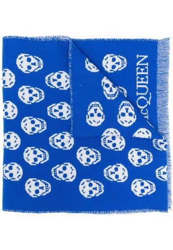 Alexander McQueen skull-print knitted scarf - Blau