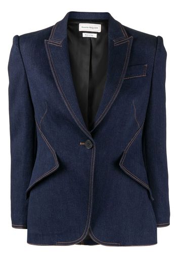 Alexander McQueen single-breasted denim blazer - Blau