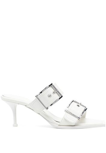 Alexander McQueen 75mm leather buckled mules - Weiß