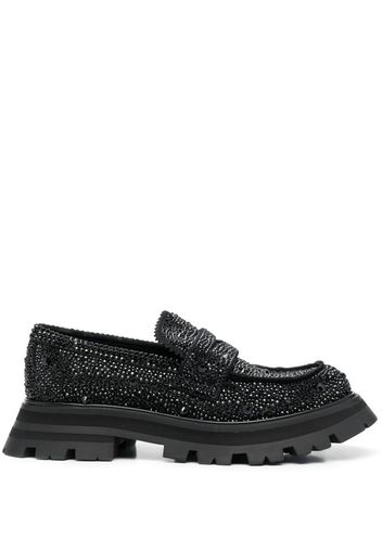 Alexander McQueen crystal-embellished slip-on loafers - Schwarz