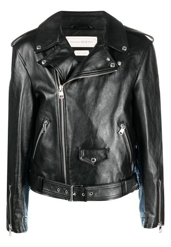 Alexander McQueen Bikerjacke mit Kontrasteinsätzen - Schwarz