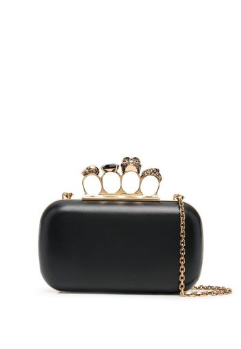 Alexander McQueen leather Skull Four-Ring clutch bag - Schwarz