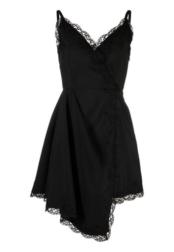 Alexander McQueen lace-trim asymmetric mini dress - Schwarz