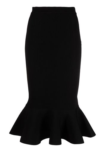 Alexander McQueen flared-hem knitted skirt - Schwarz