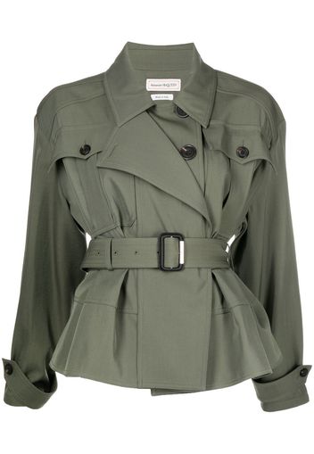 Alexander McQueen belted peplum jacket - Grün